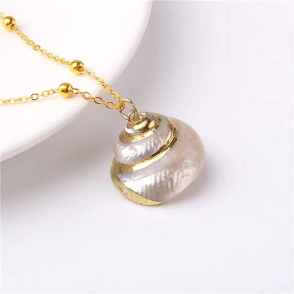 Moon Shell Pendant Necklace Gold Sea Nautical Mermaid Beach Boho Jewelry